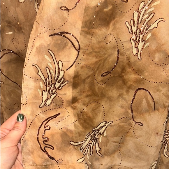 Elegant Brown Glitter Sheer Women's Jacket and Tank Top Set whimsigoth - Picture 6 of 9